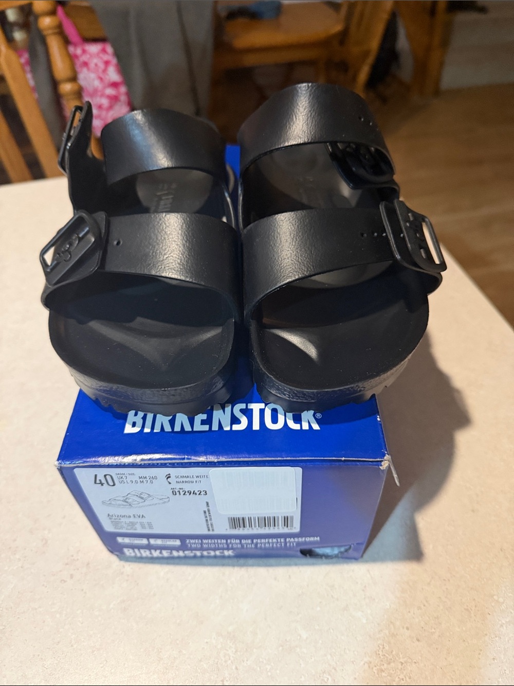 Birkenstock Black Double Strap EVA Sandals Arizona EVA New Size 40